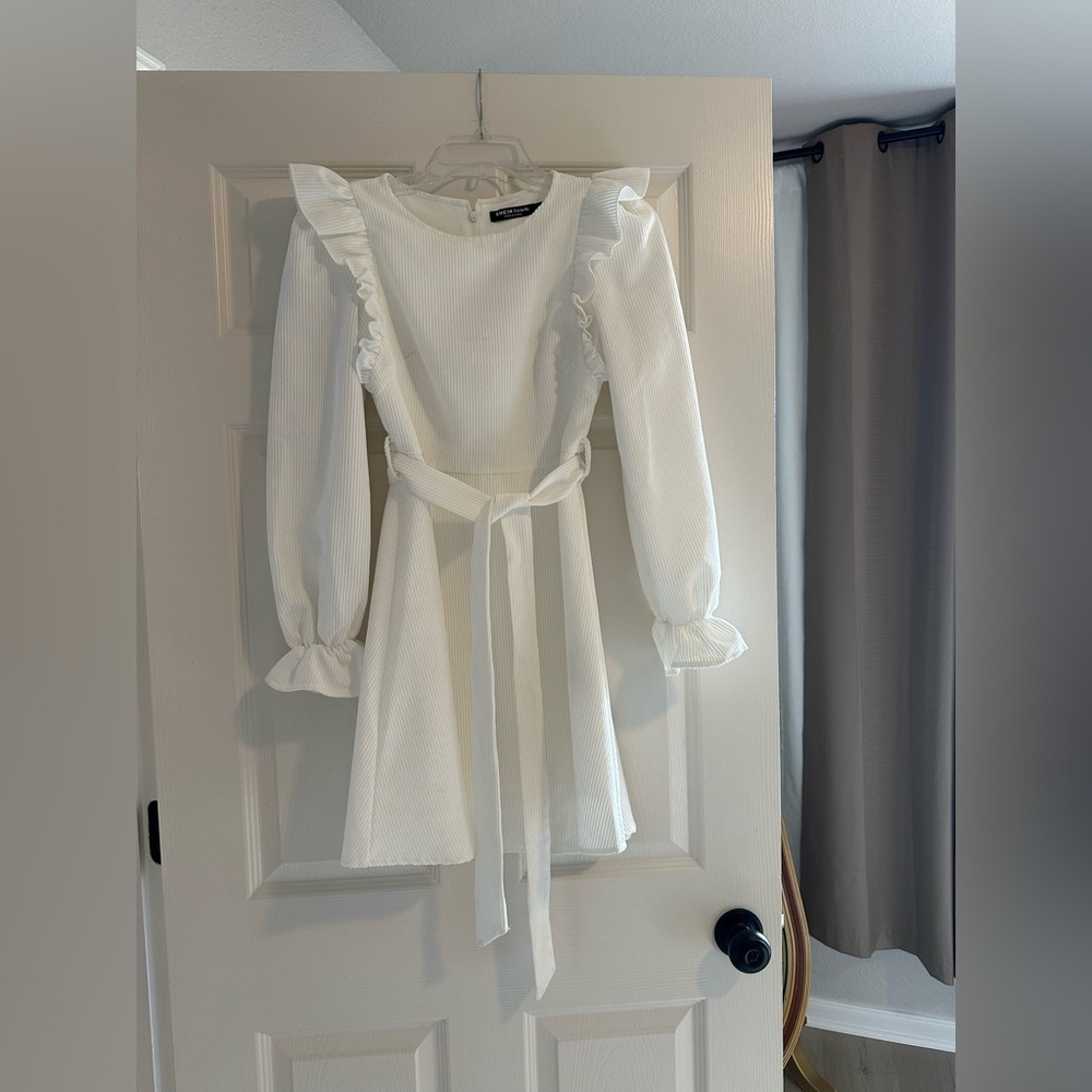 White Ruffle Long Sleeve Dress XS | Baby Shower / Bridal